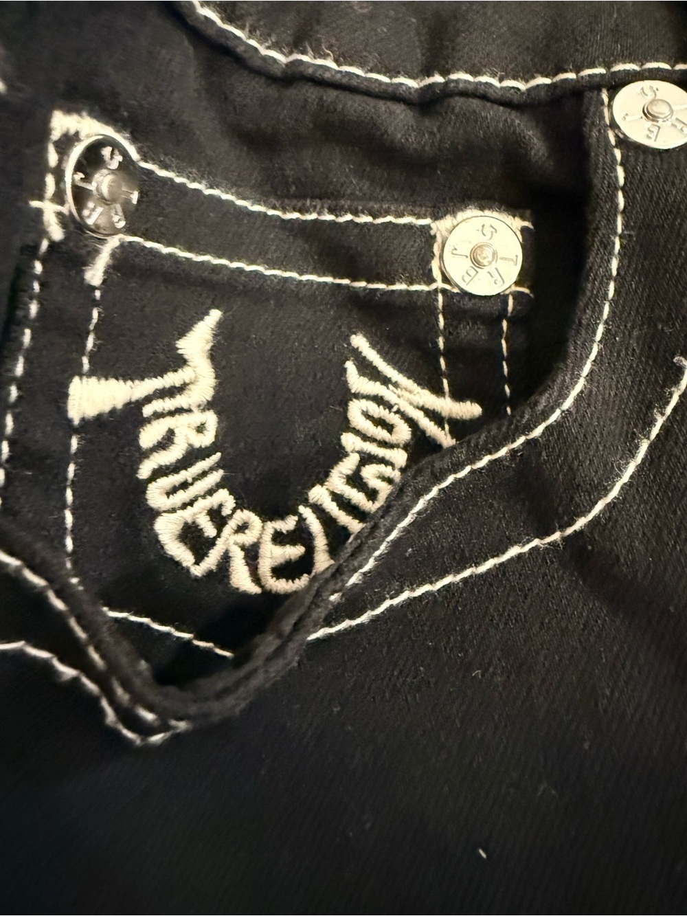 True Religion Black Flared Jeans with Contrast Stitching - Picture 6 of 8